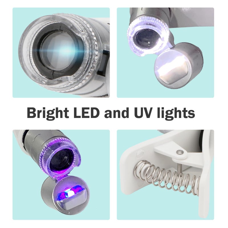 Rongon Clip-On Type Loupe 60X Zoom Microscopes Jewelers Magnifier Universal Micro Lens Jewelry Magnifying Glass with LED/UV Lights for Mobile iPhone Samsung More Smartphones - Image 5